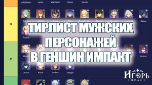 ТИРЛИСТ МУЖСКИХ ИГРОВЫХ ПЕРСОНАЖЕЙ ГЕНШИН ИМПАКТ | GENSHIN IMPACT TIER LIST