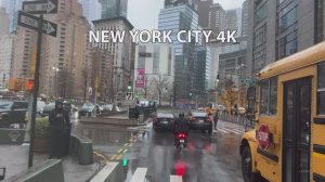 Поездка по дождливому Нью-Йорку в 4K - Поездка по центру города