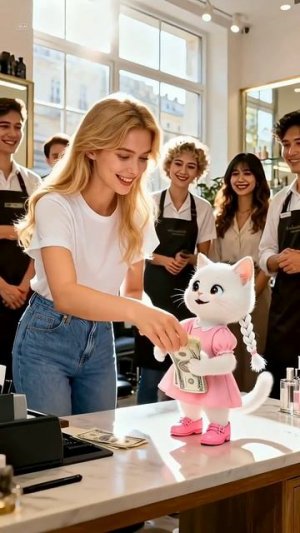 Кошечка помогла бедному котику