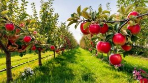 Футаж. Яблоки. Яблоневый сад. Цветущий сад. .mp4