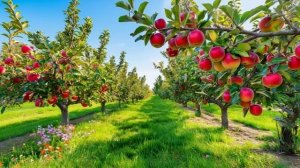 Футаж. Яблоки. Яблоневый сад. Цветущий сад. .mp4