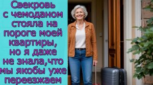 Свекровь с чемоданом стояла на пороге моей квартиры, но я даже не знала, что мы якобы уже переезжаем