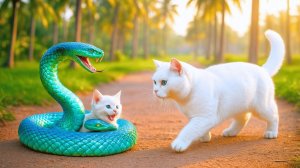 Мультики для детей, на котика нападает змея, мультфильм детям