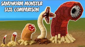 Сравнение размеров эволюции смертельного песчаного червя - Пробуждение Гигантского Монстра Из Песчан