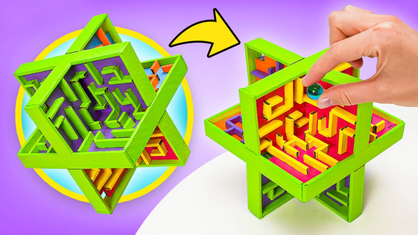 🎨 Делаем 3D-лабиринт из картона своими руками 🌀 смотреть онлайн