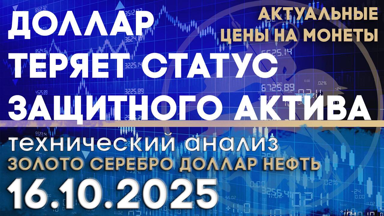 Доллар теряет статус защитного актива. Анализ рынка золота, серебра, нефти, доллара 16.10.2025 г смотреть онлайн