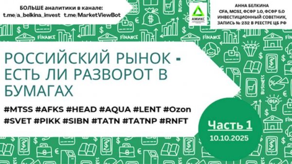 Российский рынок 10.10.2025 #MTSS #AFKS #HEAD #AQUA #LENT #Ozon #SVET #PIKK #SIBN #TATN #TATNP #RNFT