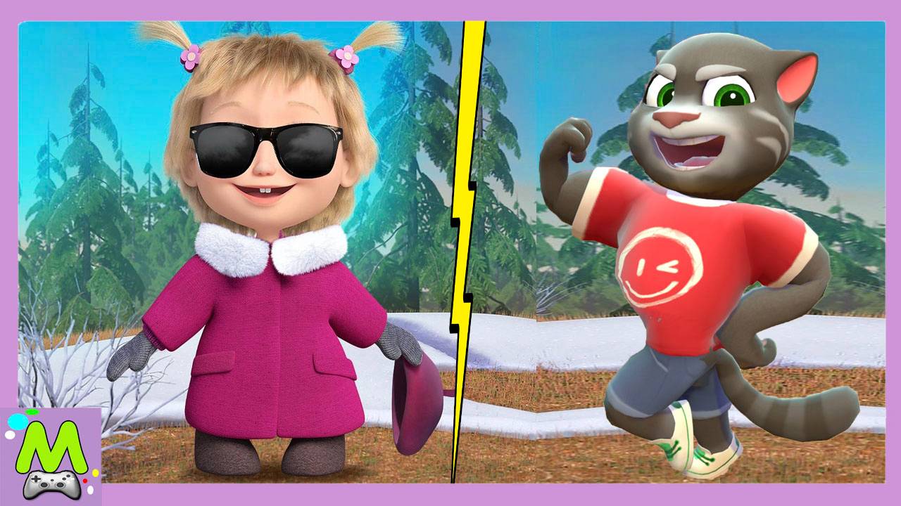 Маша и Медведь против Говорящего Тома.Кто Лучший Виртуальный Друг.Мультяшные Игры смотреть онлайн