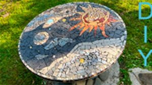 Мозаичный стол для сада своими руками из старой спутниковой антенны-тарелки