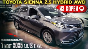 Обзор для заказа из Кореи Toyota Sienna 2,5 Hybrid AWD 7 мест авто 2025 года с пробегом 2 т.км.