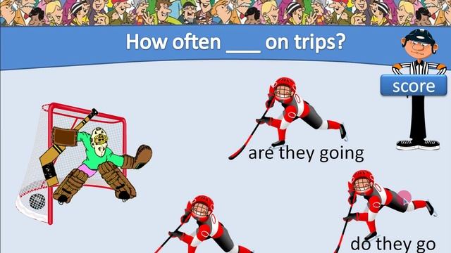 Present Simple - Present Continuous game 'Hockey' смотреть онлайн