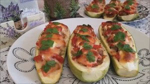 Фаршированные лодочки из кабачков с рисом мясом и овощами|Ужин на всю семью