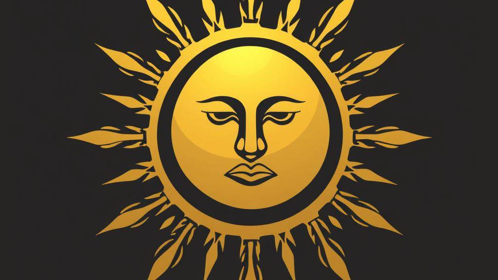 Карта Солнце с лицом (черное с золотым узором) смотреть онлайн