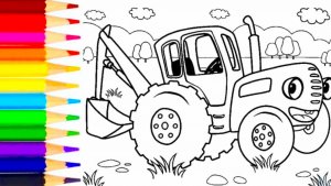 Раскраска Синий трактор 🚜 видео для детей