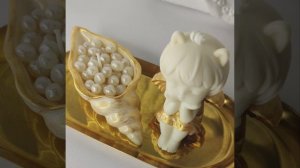 Свеча-ракушка с жемчугом и свеча-ангелочек из натурального пчелиного воска