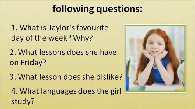 Аудирование "My timetable" смотреть онлайн