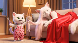 Маленькая озорная кошечка подстригла мамины волосы 😭✂️✂️, а потом сделала новые 💇🏻♀️😭