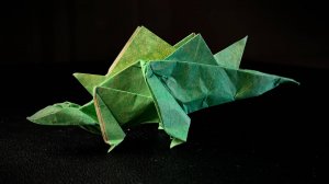 Оригами динозавр - стегозавр из бумаги - обучение | Как сделать из бумаги динозавра оригами