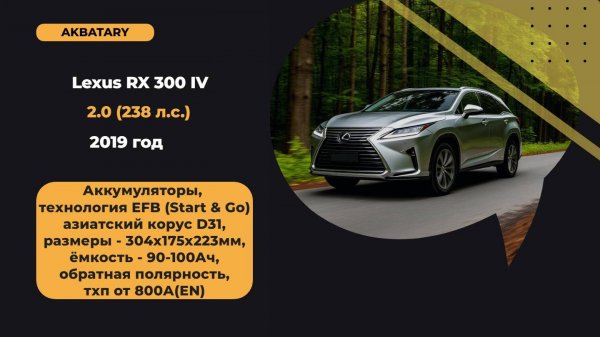 Lexus RX 300 2019 года | Замена аккумулятора на Лексус 300 | Технология EFB