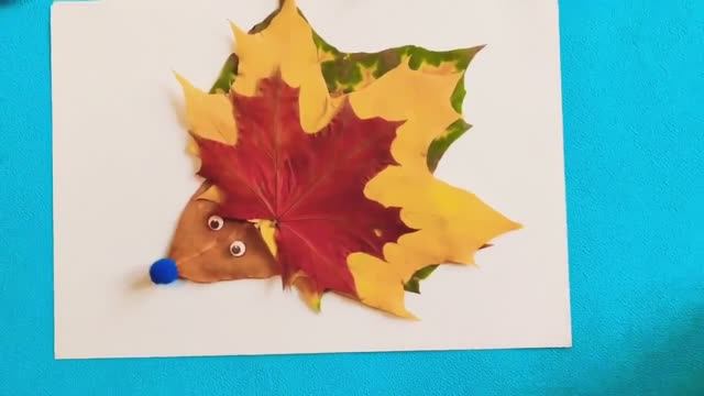 Осенняя поделка - аппликация ежик из листьев смотреть онлайн