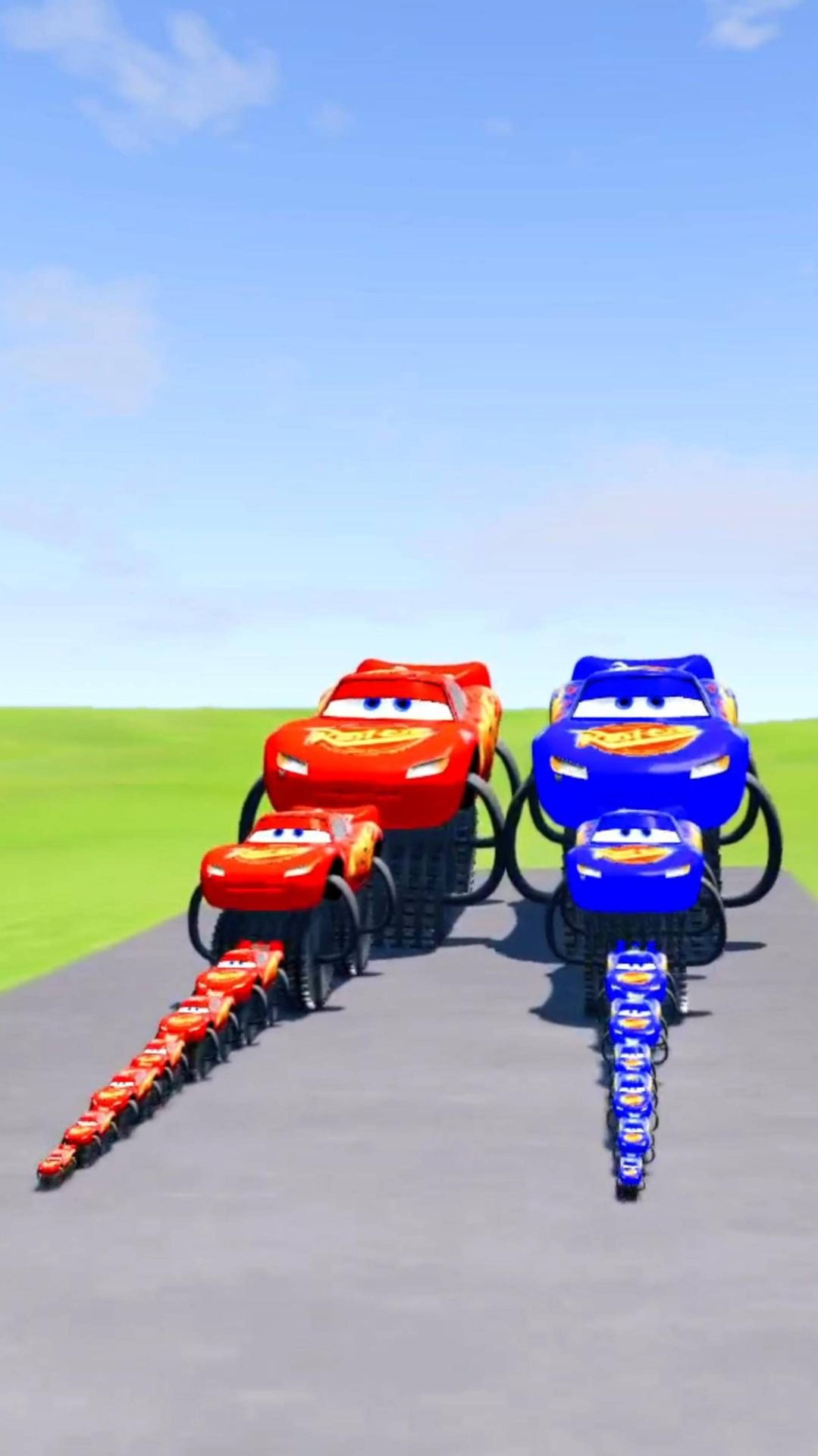 Большой и маленький: Молния Маккуин на двух колесах-пилах против поездов | BeamNG.Drive смотреть онлайн