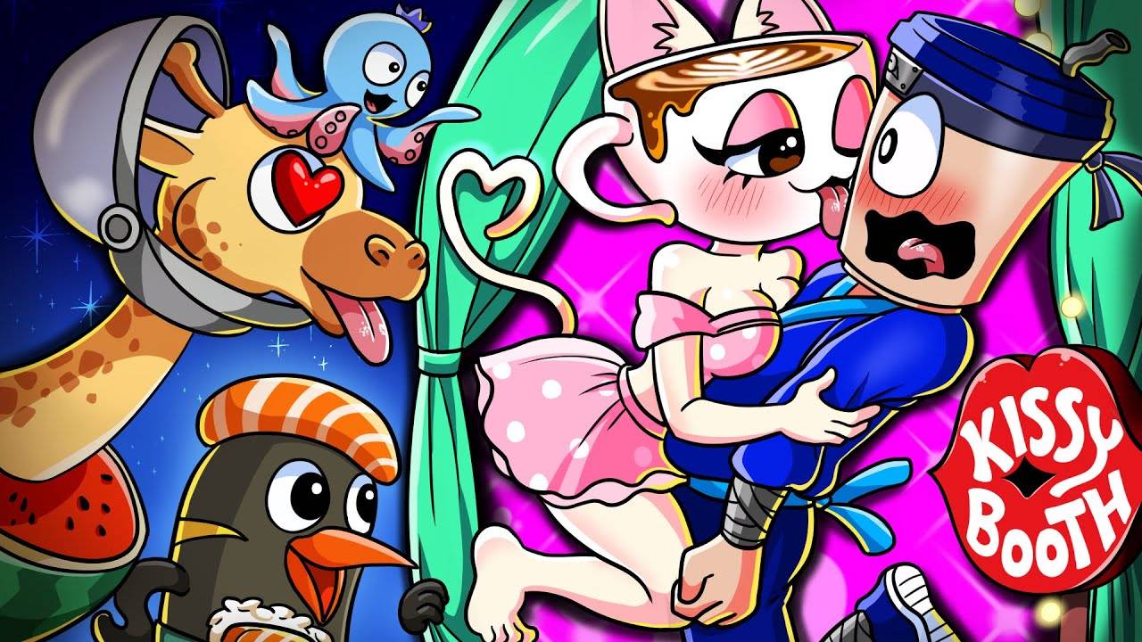 Поцелуй девочки-кошки с капучино!👄 История любви с Ассасино! | Брейнот и Спрунки