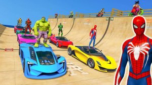 Человек-паук и Машины Спортивные на Рампе Супер гонки с Трюками на Машинах Супегероев