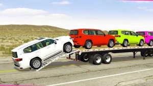 Мультики про машинки. Двухуровневый грузовик везет яркие машинки. Смотреть онлайн для детей.