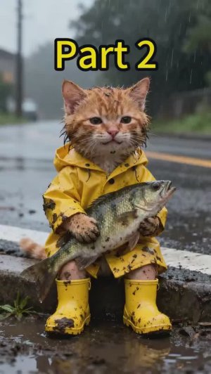 Котенок заботится о папе!