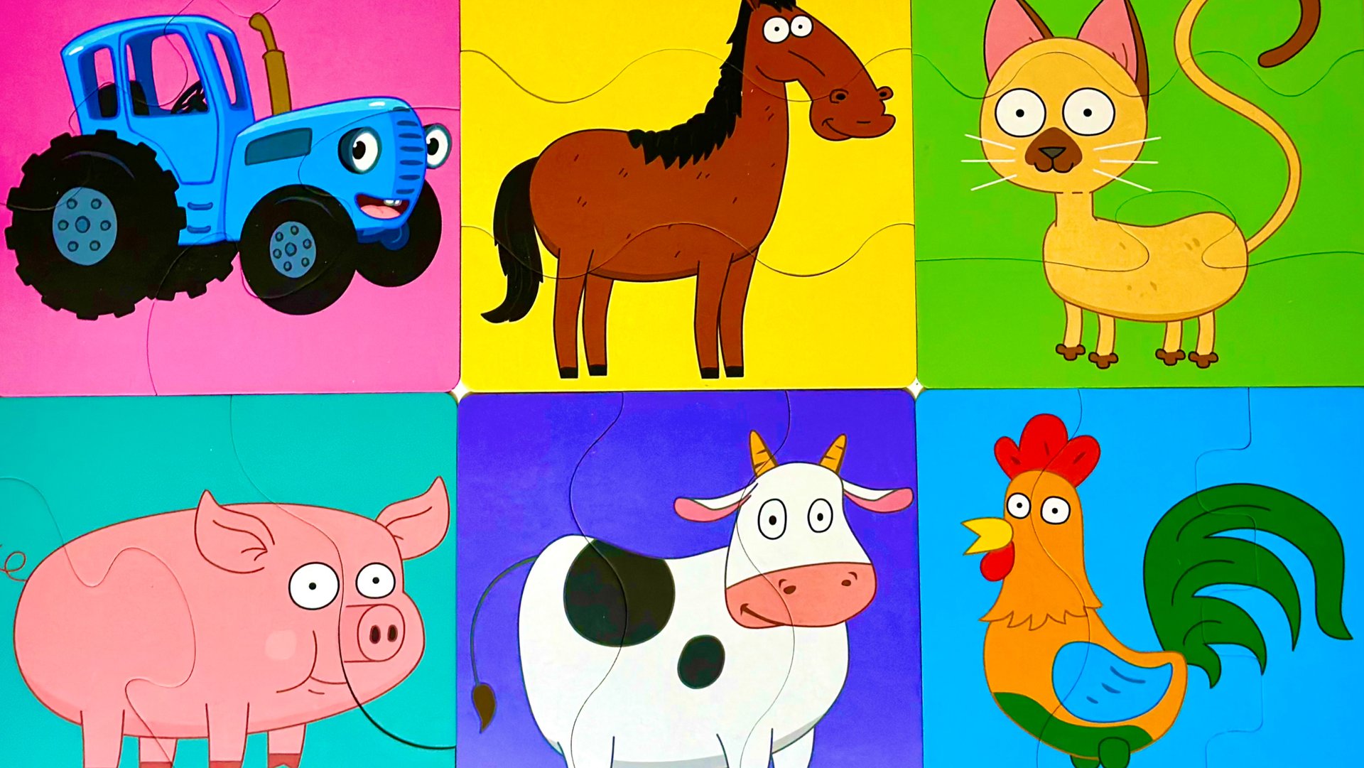 Пазл 🧩 Синий Трактор 🚜 видео для детей