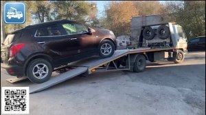 Разгрузка с эвакуатора Hyundai hd72 с ломаной платформой в Новосибирске