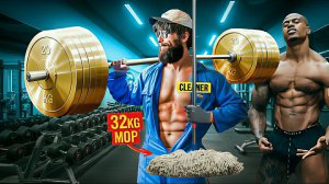 Уборщик учит качков в зале как тягать штанги. #prank