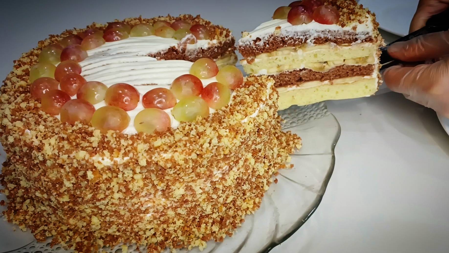 Торт "Сметанный". Простой рецепт торта ко дню рождения! Продукты использую доступные. смотреть онлайн