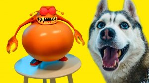 ИЗДЕВАЕМСЯ НАД ОРАНЖЕВЫМ КАМНЕЕЖКОЙ!! КОНКУРС НА САМЫЙ БОЛЬШОЙ АРТ! Хаски Бандит Говорящая собака