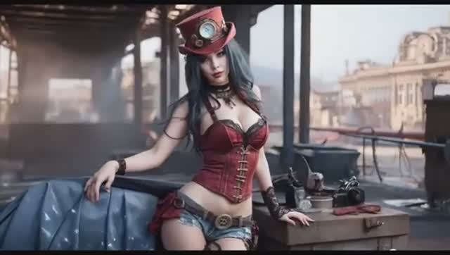 AI Steampunk Girls in retro future - Steampunk Art смотреть онлайн