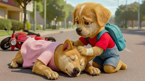 Мультики для детей, мама собачки упала с велосипеда, мультфильм детям