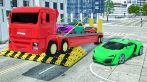 Огромная выбоина на скорости | Гигантский грузовик преодолевает большую выбоину | грузовики и краны