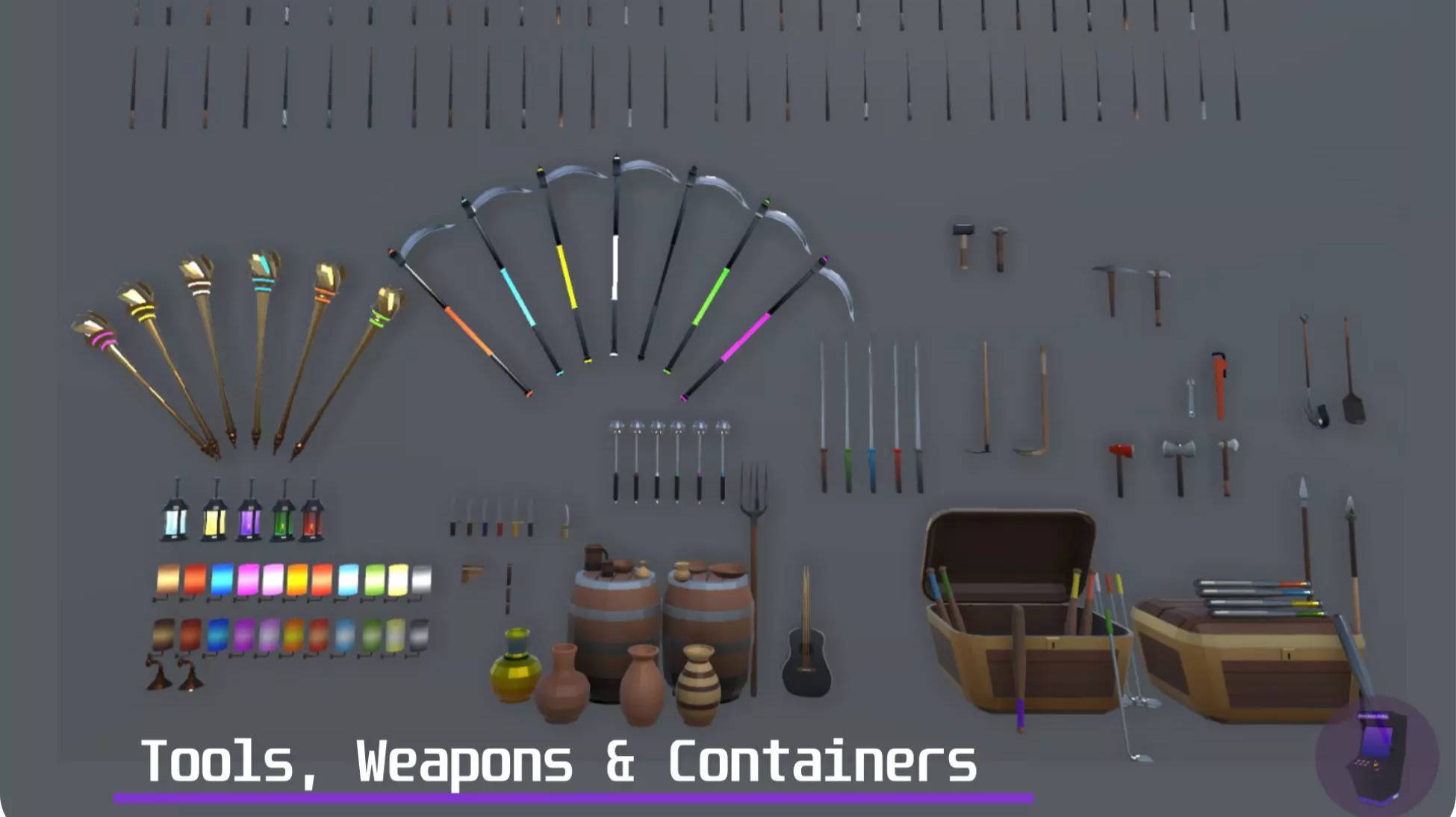 Asset Unity - Kcisa - 3D Low Poly Tools, Weapons & Containers