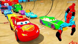 ЧЕЛОВЕК-ПАУК и Маккуин прыжок с трамплина СУПЕРГЕРОИ ХАЛК Железный Человек Гоку Мак Грузовик Тачки