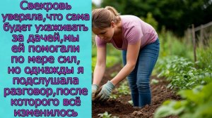 Свекровь уверяла, что сама будет ухаживать за дачей,но однажды я подслушала разговор, после которого