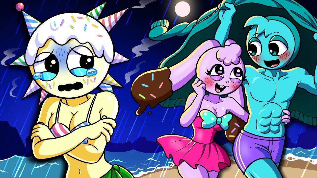 Свидание Зипа и Эстер на дождливом пляже… А как насчет Фанфетти? 🌧️💔 | Анимация Спрунки и Брейнрот