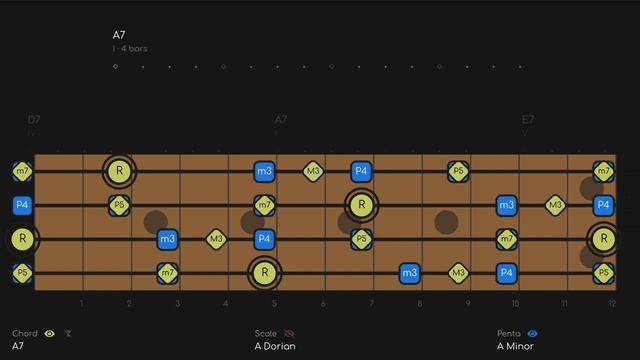 BASS FREE 12 Bar Blues Jam in A _ Backing Track [60 BPM]