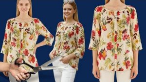 Выкройка ✂️ Блузка с рукавами реглан 3/4