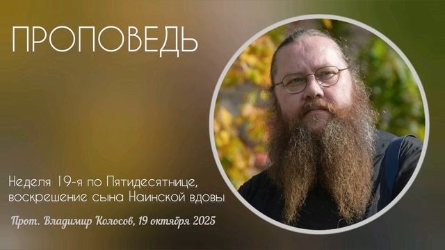 ПРОПОВЕДЬ. 19-я по Пятидесятнице, о воскрешении сына Наинской вдовы, прот. Владимир Колосов. 2025 смотреть онлайн