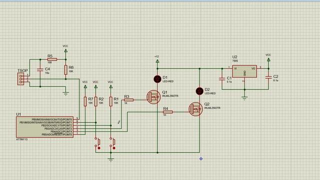 Attiny13 ИК управление двумя нагрузками смотреть онлайн
