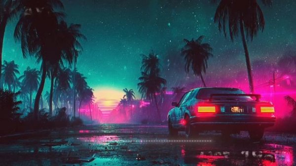Midnight Rain Drive： Neon Reflections 80s