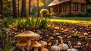 Осенний дачный день: грибы в лесу, чеснок и лук в огороде !