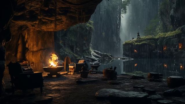 Спокойная атмосфера лесного дождя в ночных звуках шторма смотреть онлайн