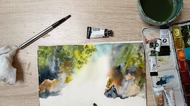 Коробка акварели , зарисовки с натуры .