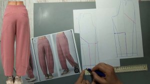 Моделирование. Теплые с начесом брюки с вытачками. Выкройка № 1844.